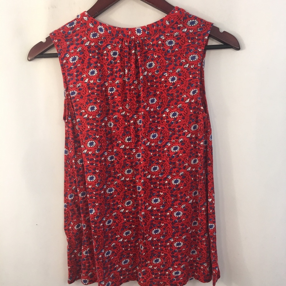 Modcloth Tank Top Size XS Floral Red Boho Tassles - Picture 6 of 6